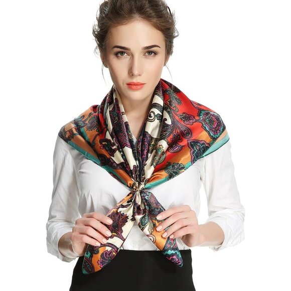 🆕 Women White Square Hair Scarf Silk Curly Headband Tie Sleeping Night Fashion - Picture 2 of 6